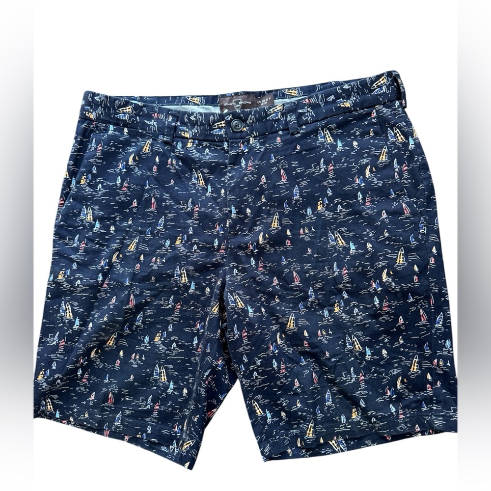 Black Brown 1826 Nautical Print Men's Shorts - Navy Blue Size 34